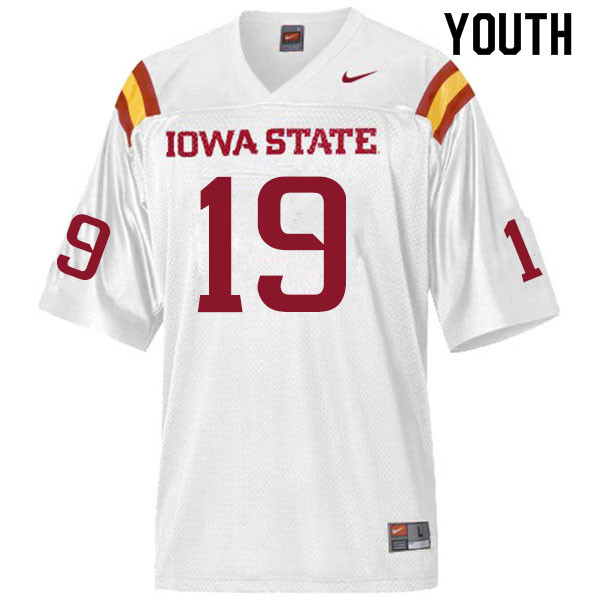 Youth #19 Kym-Mani King Iowa State Cyclones College Football Jerseys Sale-White - Click Image to Close
